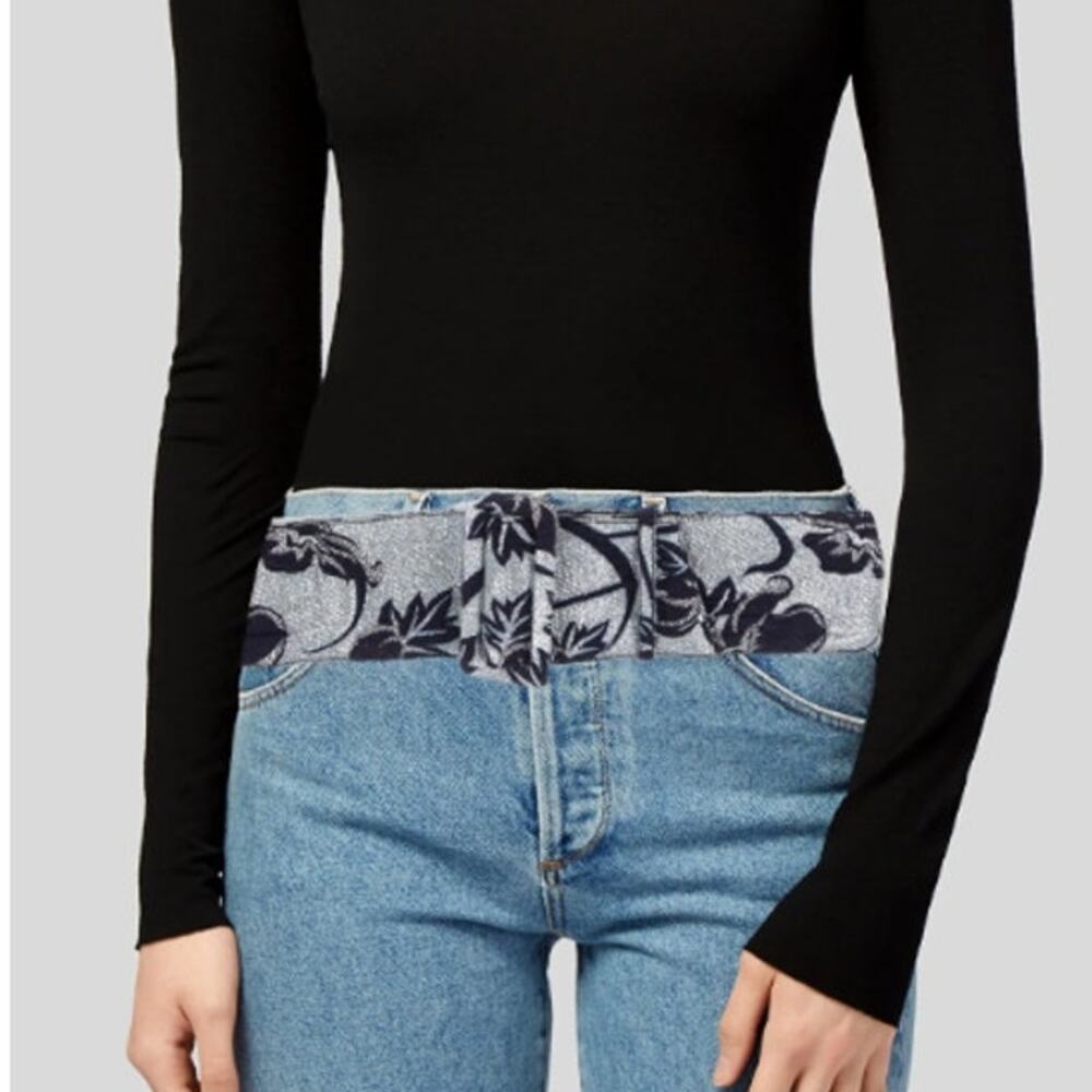 LoveShackFancy Black and Blue Floral Belt